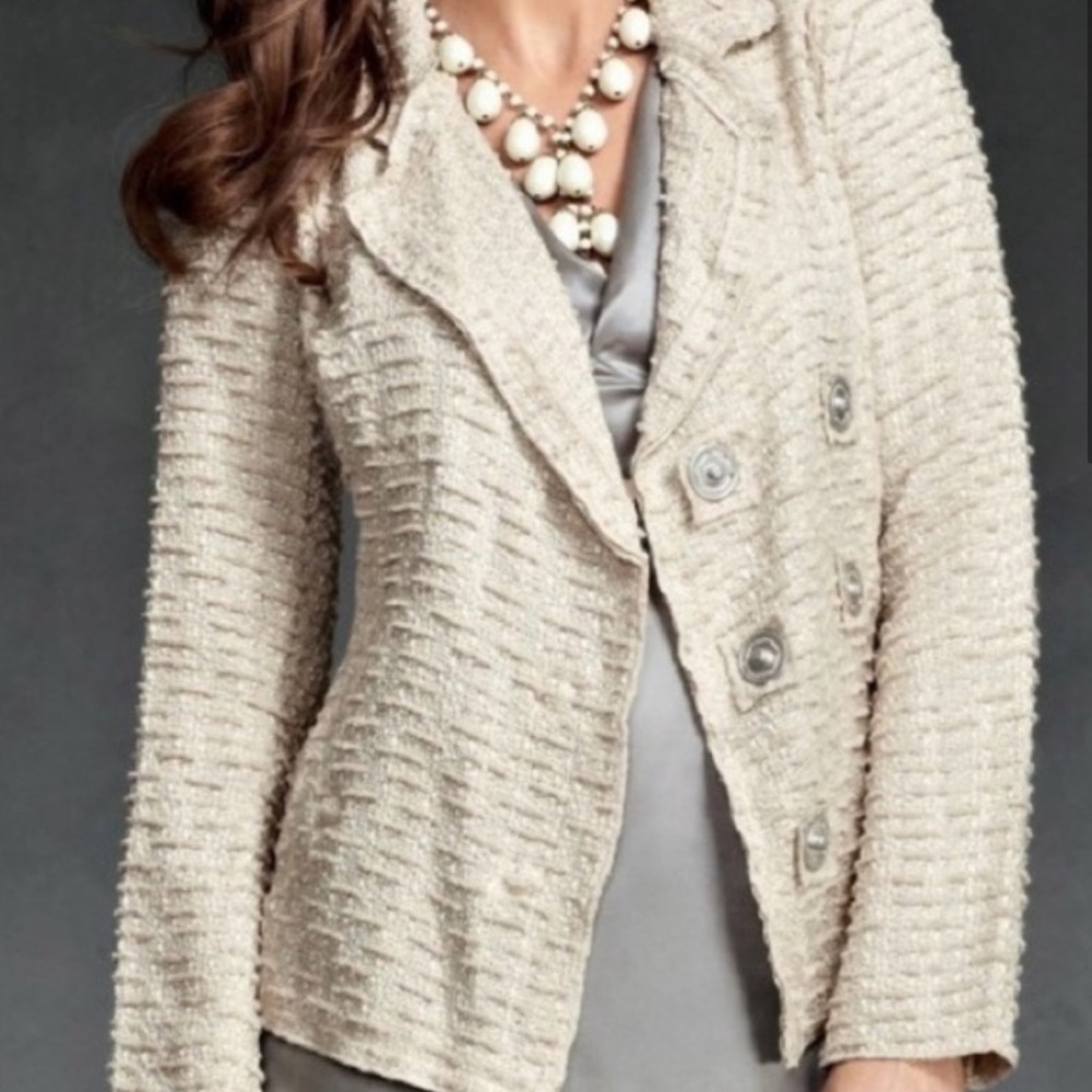 XS cream tan Cabi sweater Jacket with Big buttons